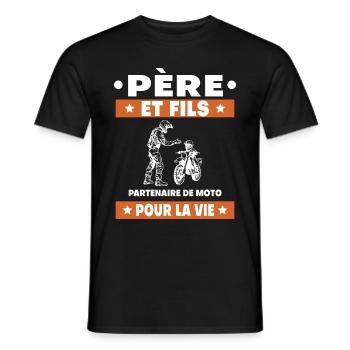 père et fils moto duo homme partenaire papa motard - T-shirt homme - noir - Devant - AI Model Male 178 light (178cm)