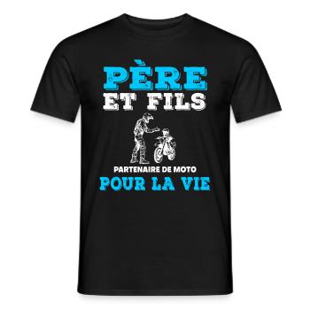 père et fils moto partenaire duo homme papa motard - T-shirt homme - noir - Devant - AI Model Male 178 light (178cm)