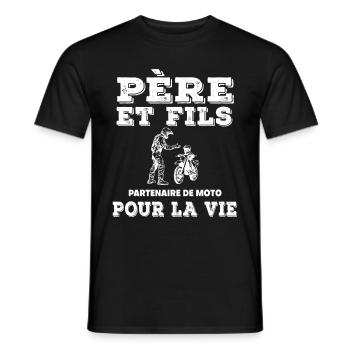father and son motorcycle partner father biker dad - Men's T-Shirt - black - Front - AI Model Male 178 light (178cm)