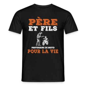 Vater und Sohn Motorrad Partner Leben Papa Biker - Männer T-Shirt - Schwarz - Vorne - AI Model Male 178 light (178cm)