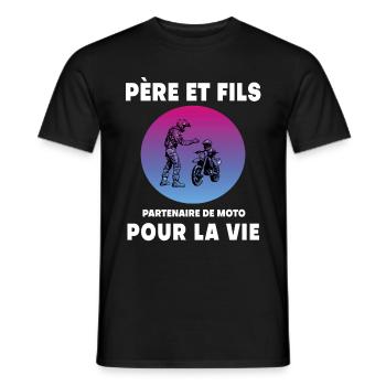 père et fils moto rétro vintage homme papa motard - T-shirt homme - noir - Devant - AI Model Male 178 light (178cm)