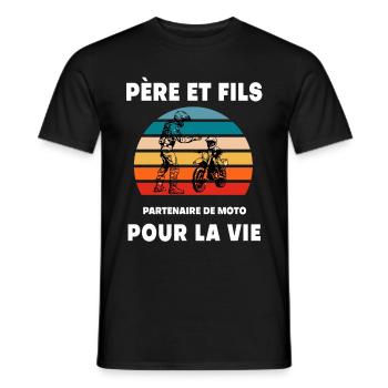 Vater und Sohn Motorrad Vintage Retro Biker Papa - Männer T-Shirt - Schwarz - Vorne - AI Model Male 178 light (178cm)