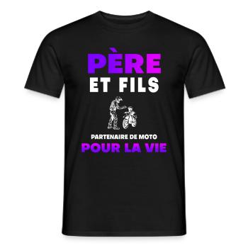 père fils moto duo homme partenaire papa motard - T-shirt homme - noir - Devant - AI Model Male 178 light (178cm)