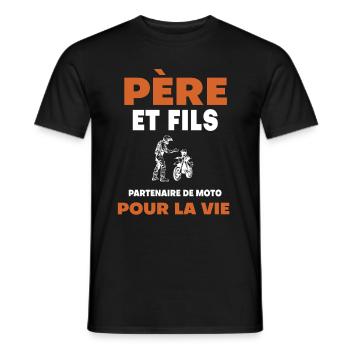 père fils moto duo homme papa motard - T-shirt homme - noir - Devant - AI Model Male 178 light (178cm)