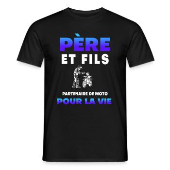 père fils moto partenaire duo homme papa motard - T-shirt homme - noir - Devant - AI Model Male 178 light (178cm)