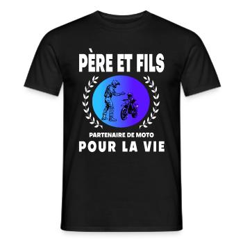 père fils moto rétro vintage homme papa motard - T-shirt homme - noir - Devant - AI Model Male 178 light (178cm)