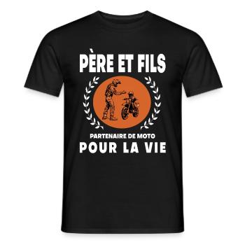 Vater Sohn Motorrad Vintage Retro Biker Papa - Männer T-Shirt - Schwarz - Vorne - AI Model Male 178 light (178cm)