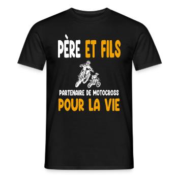 Motocross Vater und Sohn Partner Life Biker - Männer T-Shirt - Schwarz - Vorne - AI Model Male 178 light (178cm)