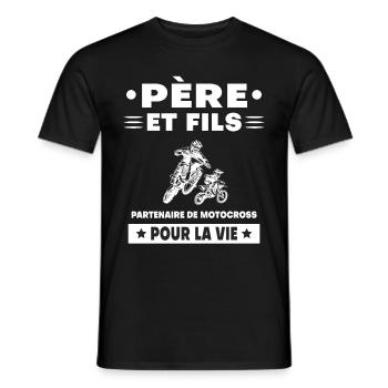 Father and Son Motocross Duo Man Biker - Men's T-Shirt - black - Front - AI Model Male 178 light (178cm)