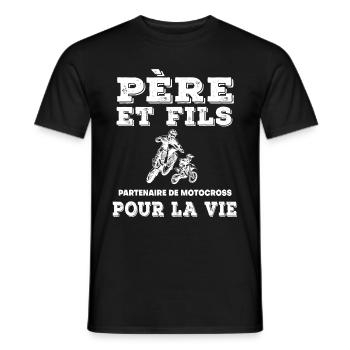 Father and son motocross partner biker life - Men's T-Shirt - black - Front - AI Model Male 178 light (178cm)