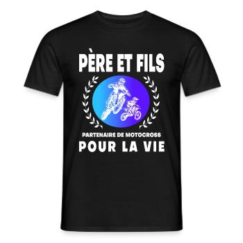 Father Son Motocross Retro Vintage Man Biker - Men's T-Shirt - black - Front - AI Model Male 178 light (178cm)