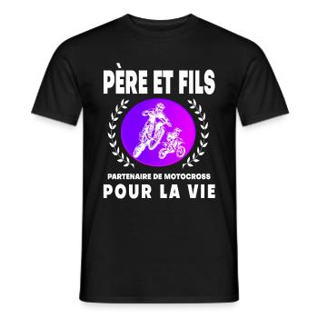 Father Son Vintage Motocross Retro Sunset Biker - Men's T-Shirt - black - Front - AI Model Male 178 light (178cm)