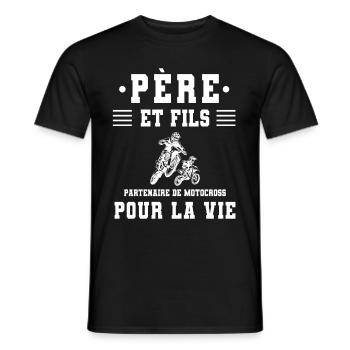 Father son motocross biker - Men's T-Shirt - black - Front - AI Model Male 178 light (178cm)