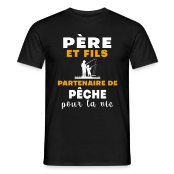 pêche père et fils papa pêcheur - T-shirt homme - noir - Devant - AI Model Male 178 light (178cm)