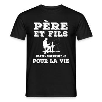 père et fils pêche partenaire papa pêcheur - T-shirt homme - noir - Devant - AI Model Male 178 light (178cm)