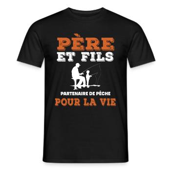 Father and Son Fishing Partner Life Dad Fisherman - Men's T-Shirt - black - Front - AI Model Male 178 light (178cm)