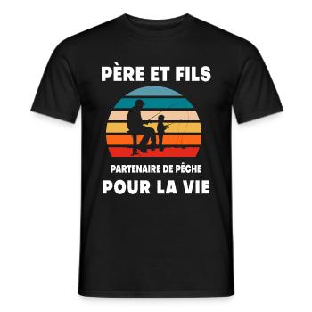 Vater und Sohn Angeln Vintage Retro Papa Fischer - Männer T-Shirt - Schwarz - Vorne - AI Model Male 178 light (178cm)
