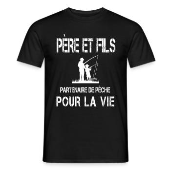 Father and Son Fishing Dad Fisherman - Men's T-Shirt - black - Front - AI Model Male 178 light (178cm)
