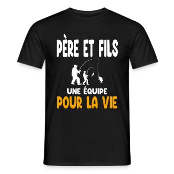 Fishing Father and Son Team Life Dad Fisherman - Men's T-Shirt - black - Front - AI Model Male 178 light (178cm)