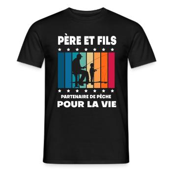 Father and Son Fishing Man Vintage Dad Fisherman - Men's T-Shirt - black - Front - AI Model Male 178 light (178cm)