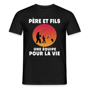 père et fils pêche rétro vintage papa pêcheur - T-shirt homme - noir - Devant - AI Model Male 178 light (178cm)