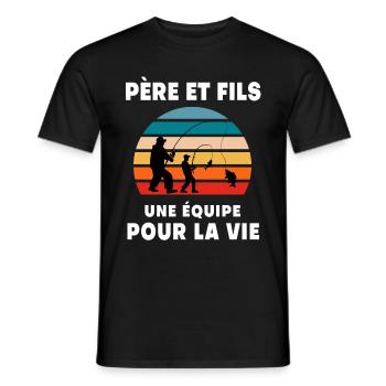 Vater und Sohn Angeln Vintage Retro Papa Fischer - Männer T-Shirt - Schwarz - Vorne - AI Model Male 178 light (178cm)