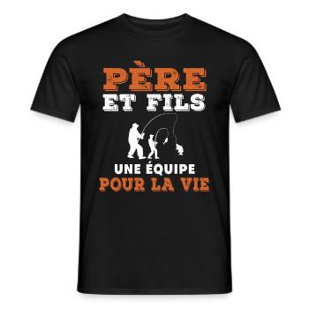 Father and Son Fishing Team Life Dad Fisherman - Men's T-Shirt - black - Front - AI Model Male 178 light (178cm)