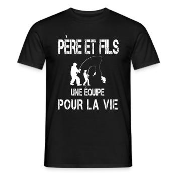 Father and Son Fishing Dad Fisherman - Men's T-Shirt - black - Front - AI Model Male 178 light (178cm)