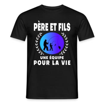 père fils pêche rétro vintage homme papa pêcheur - T-shirt homme - noir - Devant - AI Model Male 178 light (178cm)