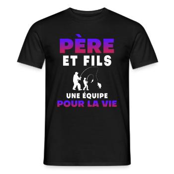 Father Son Fishing Team for Life Dad Fisherman - Men's T-Shirt - black - Front - AI Model Male 178 light (178cm)