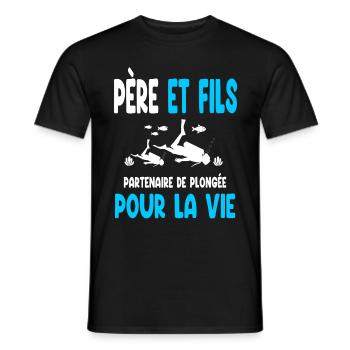 plongée père et fils partenaire vie papa plongeur - T-shirt homme - noir - Devant - AI Model Male 178 light (178cm)