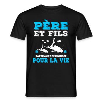 père et fils plongée partenaire papa plongeur père - T-shirt homme - noir - Devant - AI Model Male 178 light (178cm)