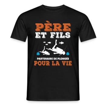 père et fils plongée partenaire vie papa plongeur - T-shirt homme - noir - Devant - AI Model Male 178 light (178cm)