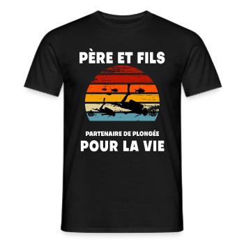 Vater und Sohn Tauchen Vintage Retro Sonnenuntergang Taucher - Männer T-Shirt - Schwarz - Vorne - AI Model Male 178 light (178cm)