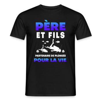 père fils plongée partenaire duo papa plongeur - T-shirt homme - noir - Devant - AI Model Male 178 light (178cm)