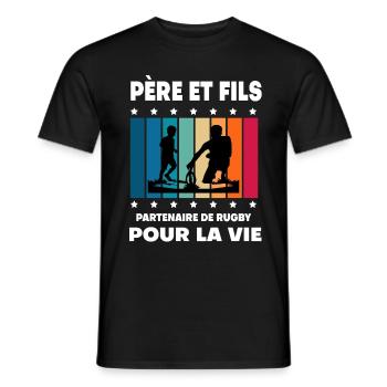 Father and Son Rugby Man Vintage Dad Rugby Man - Men's T-Shirt - black - Front - AI Model Male 178 light (178cm)
