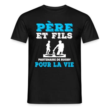 father and son rugby partner duo man dad - Men's T-Shirt - black - Front - AI Model Male 178 light (178cm)