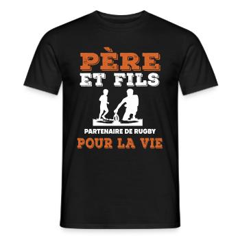 father and son rugby partner life dad rugby player - Men's T-Shirt - black - Front - AI Model Male 178 light (178cm)
