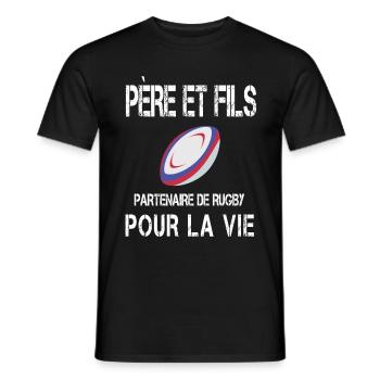 father and son rugby dad rugby player - Men's T-Shirt - black - Front - AI Model Male 178 light (178cm)