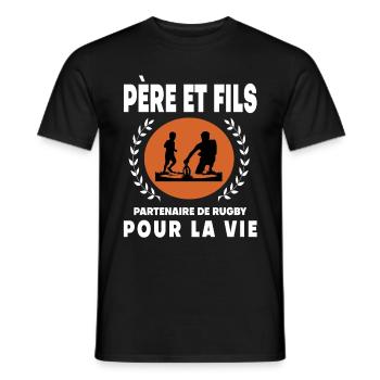 Father Son Rugby Vintage Retro Dad Rugby Man - Men's T-Shirt - black - Front - AI Model Male 178 light (178cm)