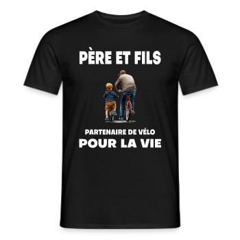 Fahrrad Vater und Sohn Duo Mann Partner Papa - Männer T-Shirt - Schwarz - Vorne - AI Model Male 178 light (178cm)