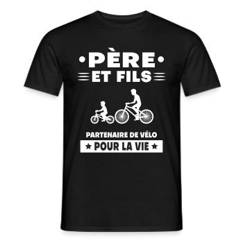 father and son bike duo man dad cyclist - Men's T-Shirt - black - Front - AI Model Male 178 light (178cm)