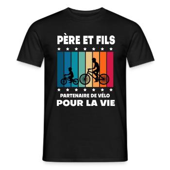 Father and Son Bicycle Vintage Man Dad Cyclist - Men's T-Shirt - black - Front - AI Model Male 178 light (178cm)