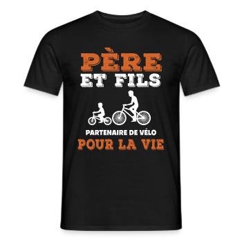 Vater und Sohn Radfahren Partner Leben Papa Radfahrer - Männer T-Shirt - Schwarz - Vorne - AI Model Male 178 light (178cm)
