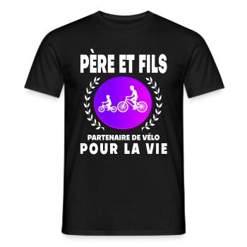 Father Son Retro Vintage Bike Sunset Dad Cyclist - Men's T-Shirt - black - Front - AI Model Male 178 light (178cm)