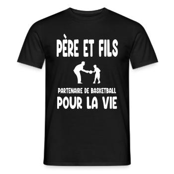 basketball père et fils partenaire pour la vie - T-shirt homme - noir - Devant - AI Model Male 178 light (178cm)