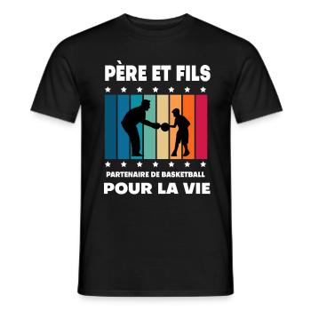 Father and Son Basketball Vintage Man Dad - Men's T-Shirt - black - Front - AI Model Male 178 light (178cm)