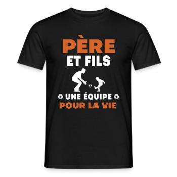 père fils football duo homme papa - T-shirt homme - noir - Devant - AI Model Male 178 light (178cm)