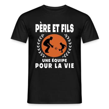 père fils football vintage rétro papa - T-shirt homme - noir - Devant - AI Model Male 178 light (178cm)