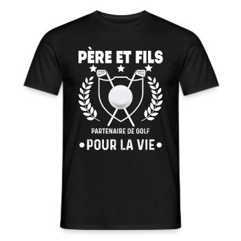 Golf Vater und Sohn Partner Mann Papa Golfer - Männer T-Shirt - Schwarz - Vorne - AI Model Male 178 light (178cm)